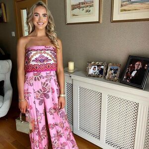 Zara blogger favorite strapless wide leg jumpsuit NWT